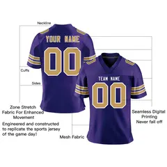 Purple Old Gold-White Classic Mesh Authentic Football Jersey 2