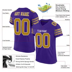 Purple Old Gold-White Classic Style Mesh Football Jersey 2
