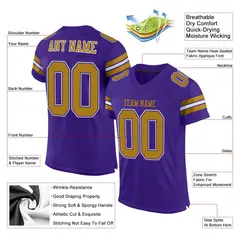 Purple Old Gold-White Classic Style Mesh Football Jersey 2