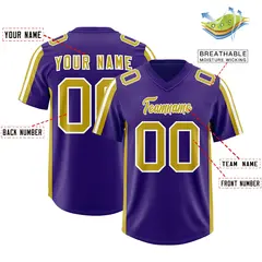 Purple Old Gold White Side Stripe Authentic Football Jersey 2
