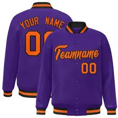Purple Orange-Black Varsity Full-Snap Letterman Jacket 1