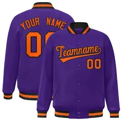 Purple Orange-Black Varsity Full-Snap Letterman Jacket 1