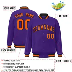 Purple Orange-Black Varsity Full-Snap Letterman Jacket 2
