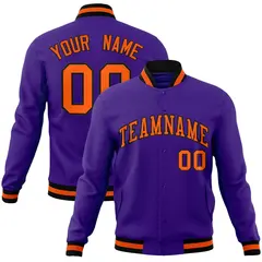 Purple Orange-Black Varsity Full-Snap Letterman Jacket 1