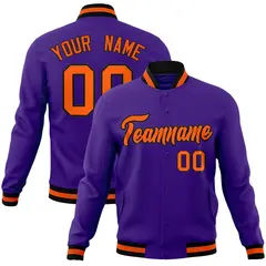 Purple Orange-Black Varsity Full-Snap Letterman Jacket