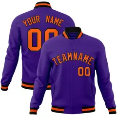 Purple Orange-Black Varsity Full-Snap Letterman Jacket