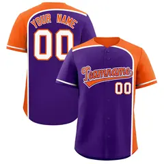 Purple Orange Color Block Authentic Baseball Jersey 1