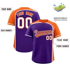 Purple Orange Color Block Authentic Baseball Jersey 2