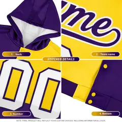 Purple Orange Color Block Varsity Letterman Jacket Hoodie 7