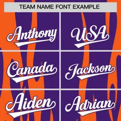 Purple Orange Flame Pattern Pullover Baseball Jersey 3