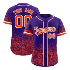 Purple Orange Floral Gradient Full Button Baseball Jersey 1