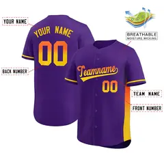 Purple Orange Gold Gradient Side Authentic Baseball Jersey 2