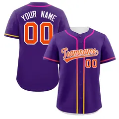 Purple Orange Gradient Ribbed Authentic Baseball Jersey 1