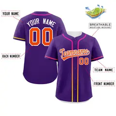 Purple Orange Gradient Ribbed Authentic Baseball Jersey 2