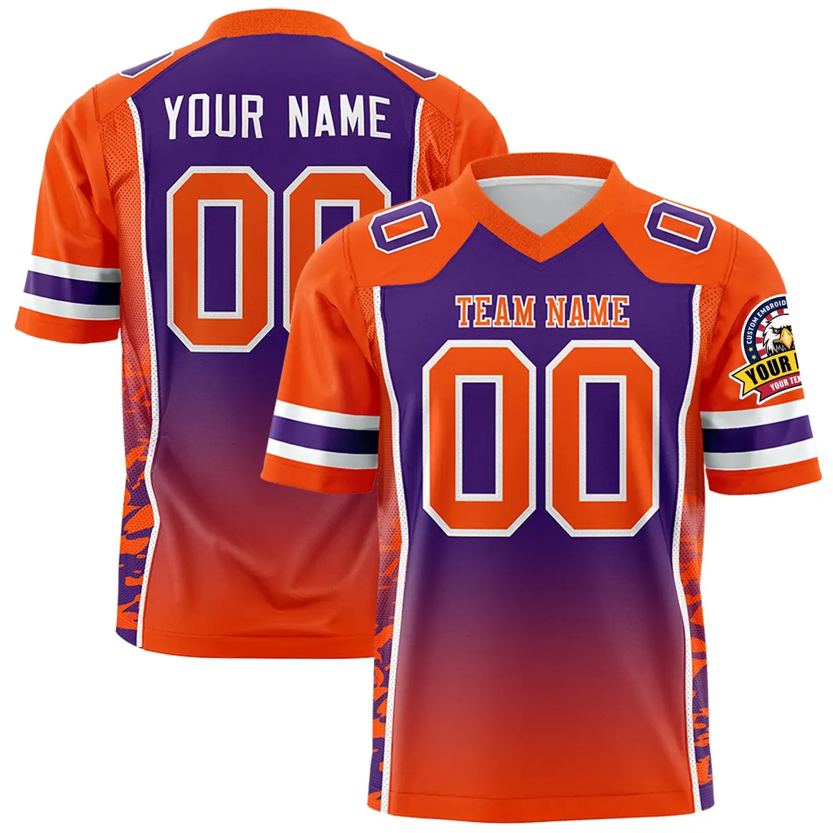 Purple Orange Gradient Side Pattern Football Jersey