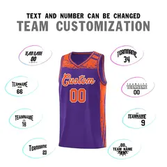 Purple Orange Graffiti Pattern Sports Basketball Jersey 3
