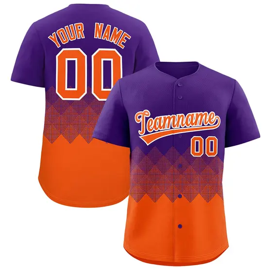 Purple Orange Grid Blur Pattern Baseball Jersey