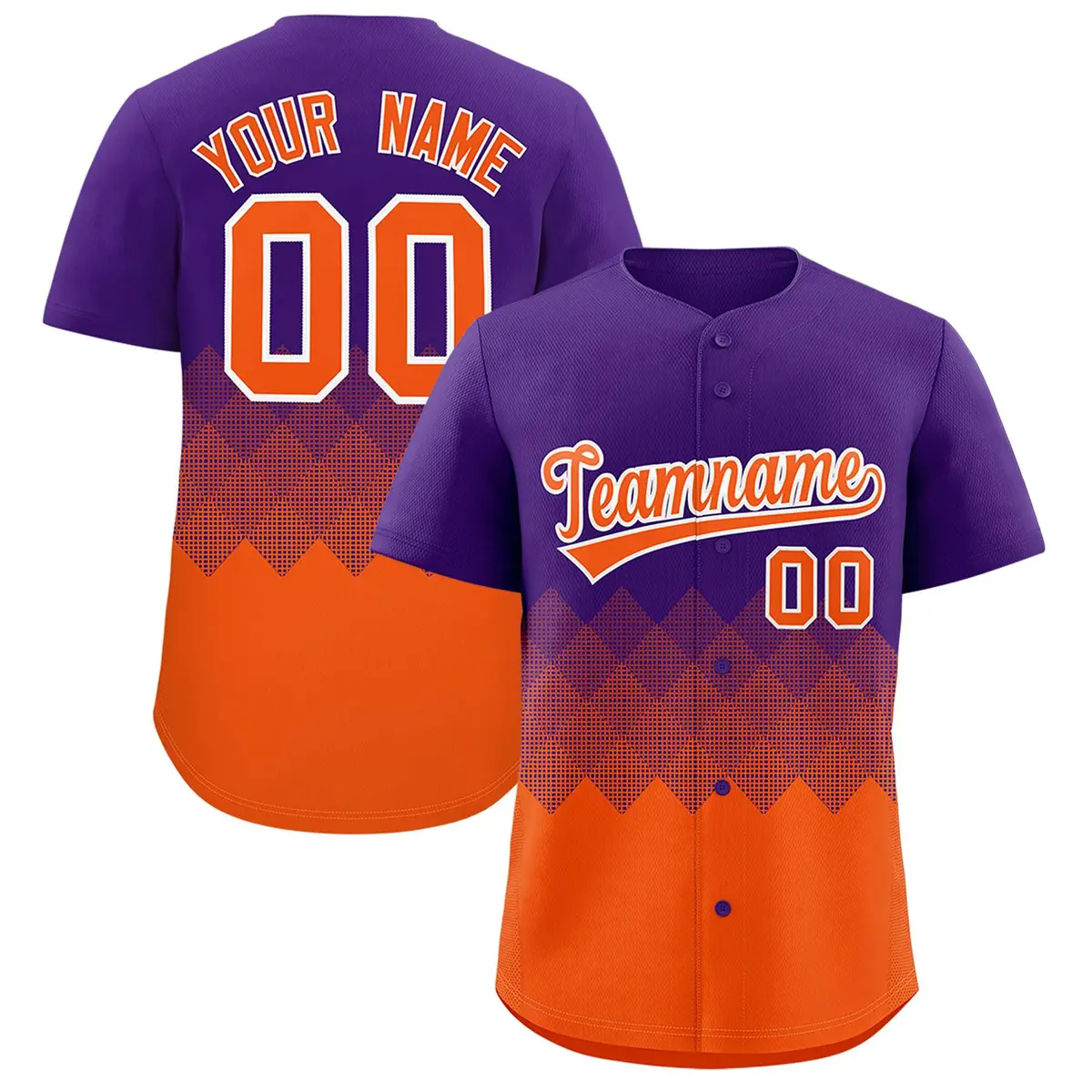 Purple Orange Grid Blur Pattern Baseball Jersey