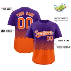 Purple Orange Grid Blur Pattern Baseball Jersey 2