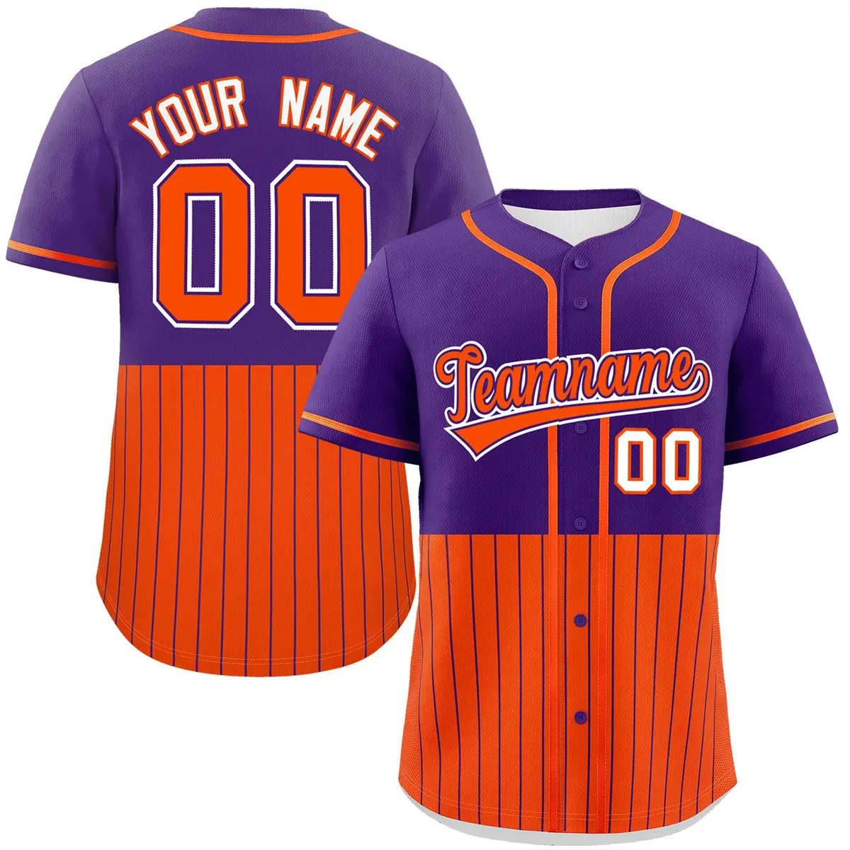 Purple Orange Half Stripe Authentic Baseball Jersey