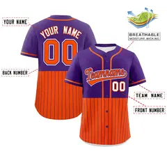 Purple Orange Half Stripe Authentic Baseball Jersey 2