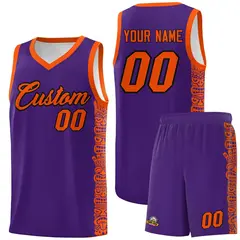 Purple Orange Indians Pattern Basketball Jersey 1