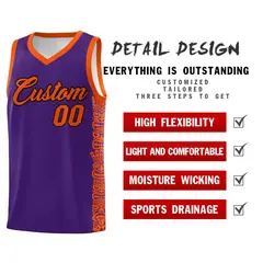 Purple Orange Indians Pattern Basketball Jersey 2