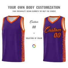 Purple Orange Indians Pattern Basketball Jersey 3