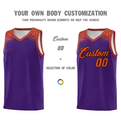 Purple Orange Indians Print Basketball Uniform Jersey 3
