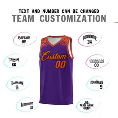 Purple Orange Indians Print Basketball Uniform Jersey 4