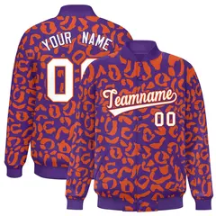 Purple Orange Leopard Graffiti Varsity Letterman Jacket 1
