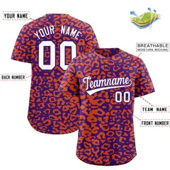Purple Orange Leopard Print Baseball Jersey 2
