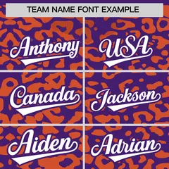 Purple Orange Leopard Print Baseball Jersey 3