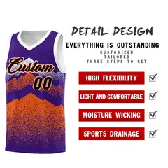 Purple Orange Mountain Fade Gradient Basketball Jersey 2