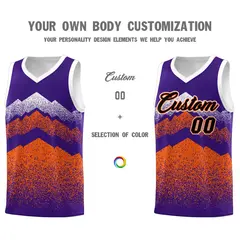 Purple Orange Mountain Fade Gradient Basketball Jersey 3