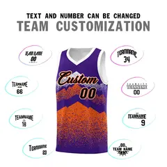 Purple Orange Mountain Fade Gradient Basketball Jersey 4