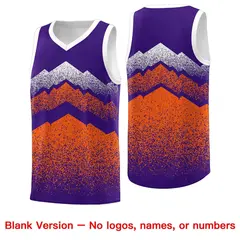 Purple Orange Mountain Fade Gradient Basketball Jersey 6