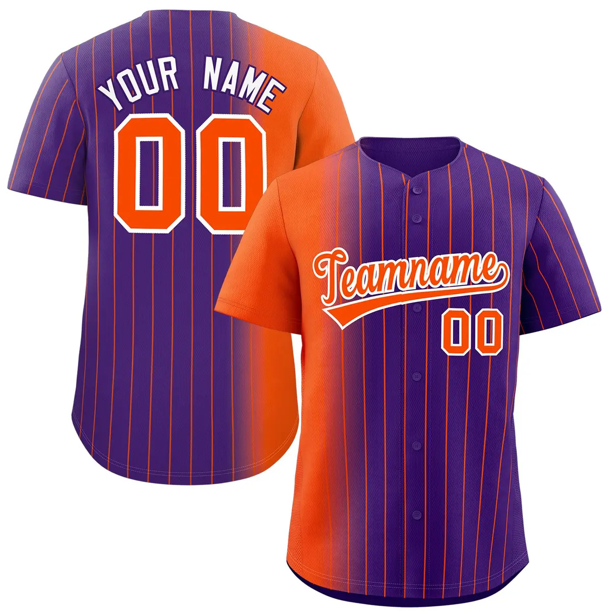 Purple Orange Pinstripe Gradient Baseball Jersey