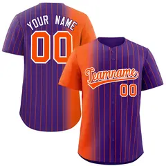 Purple Orange Pinstripe Gradient Baseball Jersey 1
