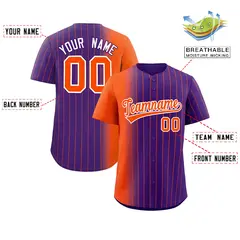 Purple Orange Pinstripe Gradient Baseball Jersey 2