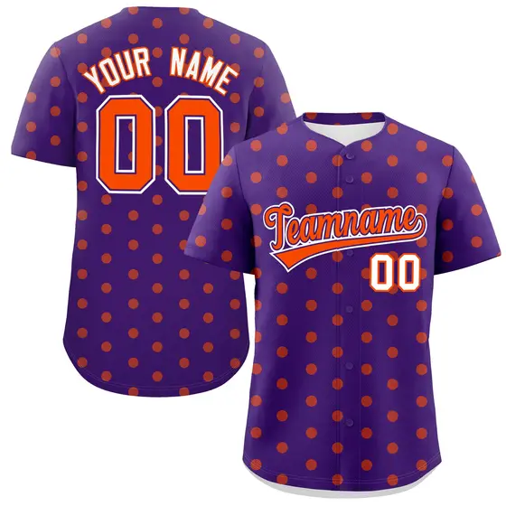 Purple Orange Polka Dot Graffiti Authentic Baseball Jersey