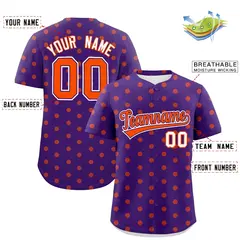 Purple Orange Polka Dot Graffiti Authentic Baseball Jersey 2