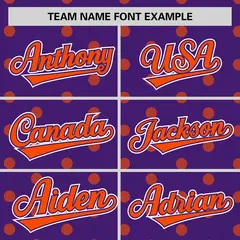 Purple Orange Polka Dot Graffiti Authentic Baseball Jersey 3