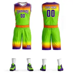 Purple Orange Purple-White Gradient Basketball Jersey