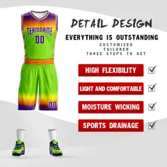 Purple Orange Purple-White Gradient Basketball Jersey 2