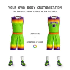 Purple Orange Purple-White Gradient Basketball Jersey 3