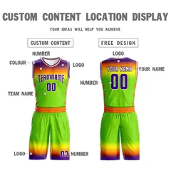 Purple Orange Purple-White Gradient Basketball Jersey 4