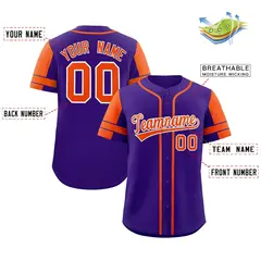 Purple Orange Raglan Sleeves Authentic Baseball Jersey 2