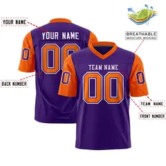 Purple Orange Raglan Sleeves Authentic Football Jersey 2