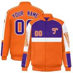 Purple Orange Raglan Sleeves Varsity Letterman Jacket 1